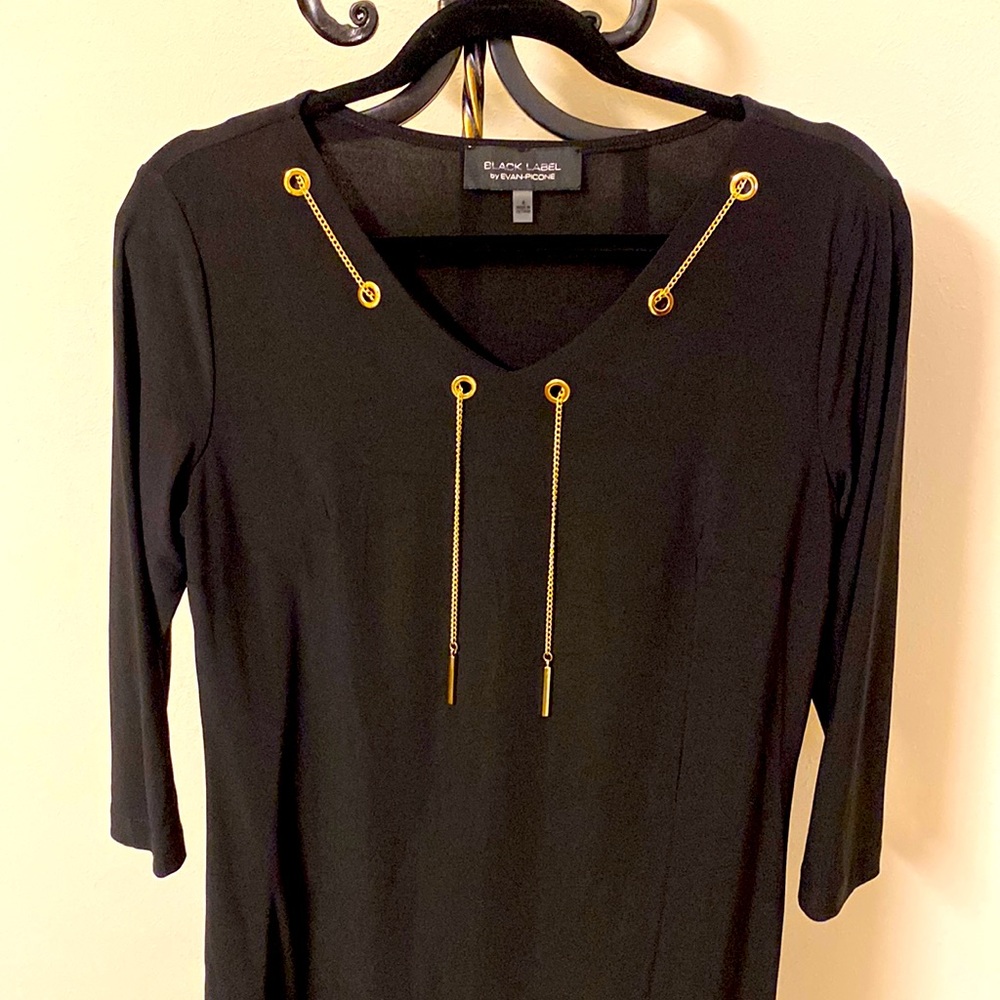 Evan Picone Black Label black knit sheath dress size large nwot